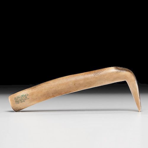Sioux Elk Antler Hide Scraper Belonging to Dawn Red Bear, From the Collection of Jim Ritchie (1938 - 2015), Toledo, Ohio