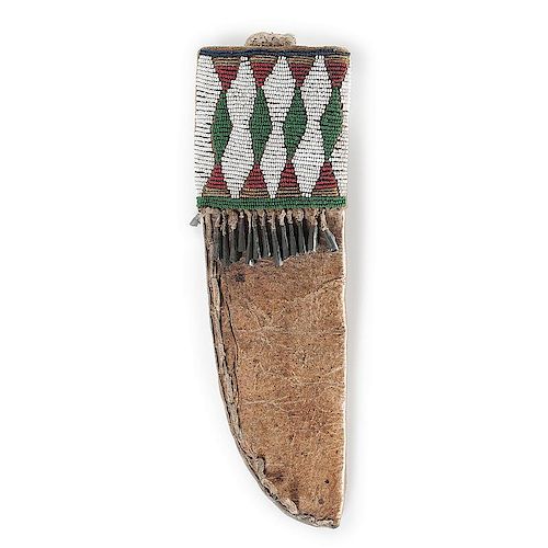 Northern Plains Beaded Buffalo Hide Knife Sheath Exhibited at the Booth Western Art Museum, Cartersville, Georgia