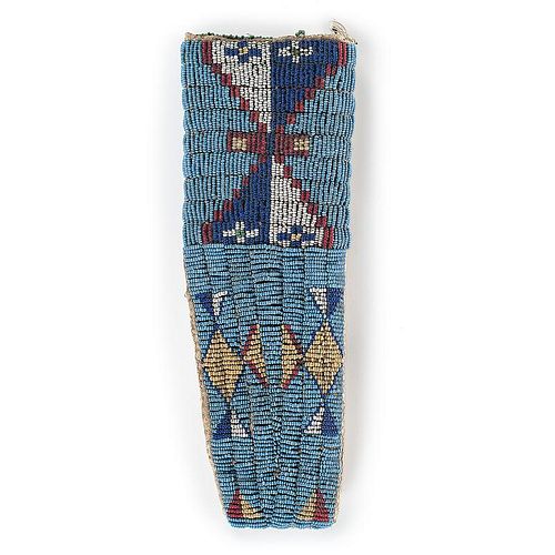 Northern Plains Beaded Hide Knife Sheath, Exhibited at the Booth Western Art Museum, Cartersville, Georgia
