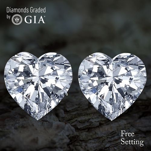 10.02 carat diamond pair, Heart cut Diamonds GIA Graded 1) 5.01 ct, Color F, VS1 2) 5.01 ct, Color E, VS2. Appraised Value: $1,246,200 
