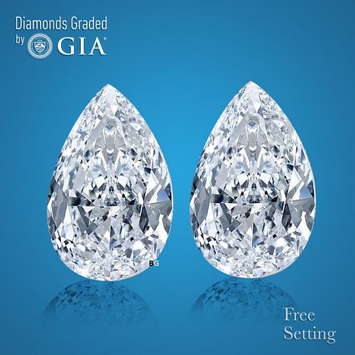 10.29 carat diamond pair, Pear cut Diamonds GIA Graded 1) 5.20 ct, Color H, VS1 2) 5.09 ct, Color G, VS2. Appraised Value: $951,400 