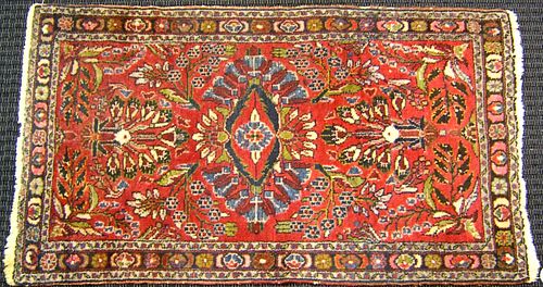 Sarouk mat, ca. 1930, with overall floral design o