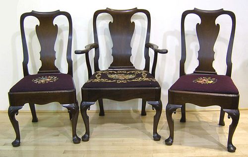 Set of 6 Irish Queen Anne mahogany dining chairs,a