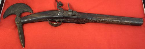 Extremely Rare 1700's Circa Flintlock Axe Pistol