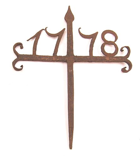 American "1778" wrought iron date spike with curle