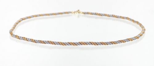Two tone 18K Twisted Mesh Chain Necklace