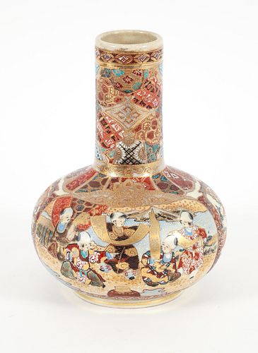 Late Meiji Period Satsuma Bottle Vase 