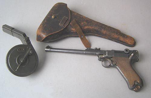 DWM German Luger 9mm artillery pistol, 1917, witho