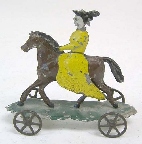 American tin horse and rider platform toy, ca. 188