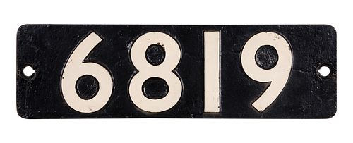 GWR Cast Iron Smokebox Numberplate 6819 ex HIGHNAM GRANGE 4-6-0