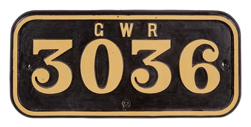 GWR Cast Iron Cabside Numberplate 3036 ex Rod Class 2-8-0
