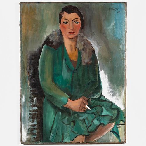 Annot (1894-1981): Portrait of a Seated Lady in Green