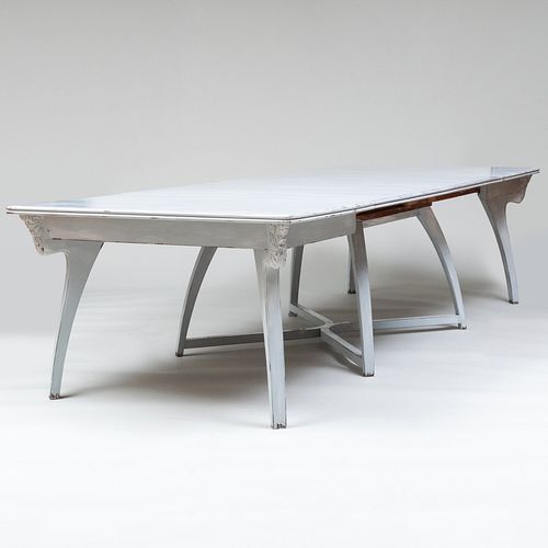 Art Nouveau Pale Grey Painted Extension Dining Table