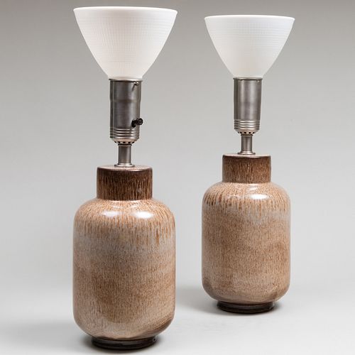 Pair of Ceramic Lamps, After Samuel Marks 