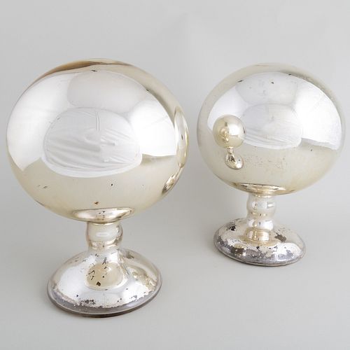 Pair of Mercury Glass Wig Stands