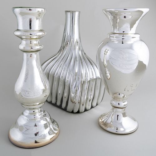 Three Mercury Glass Vessels