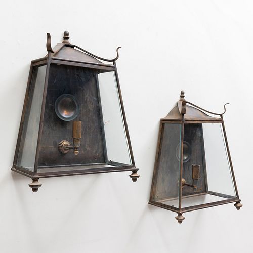 Pair of Letchworth Patinated-Metal Wall Lights