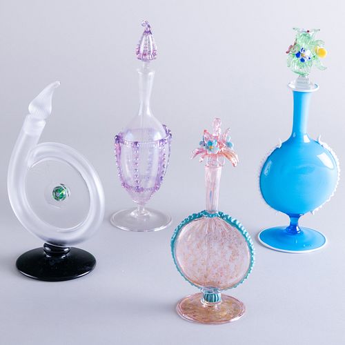 Four Murano Glass Scent Bottles and Stoppers 