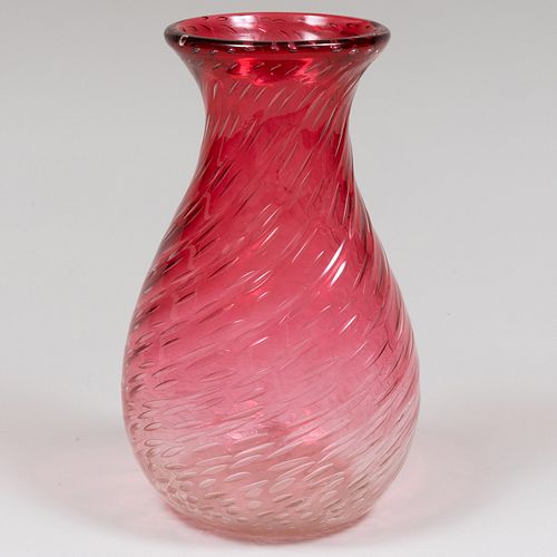 Murano Bullicante Cranberry Glass Vase