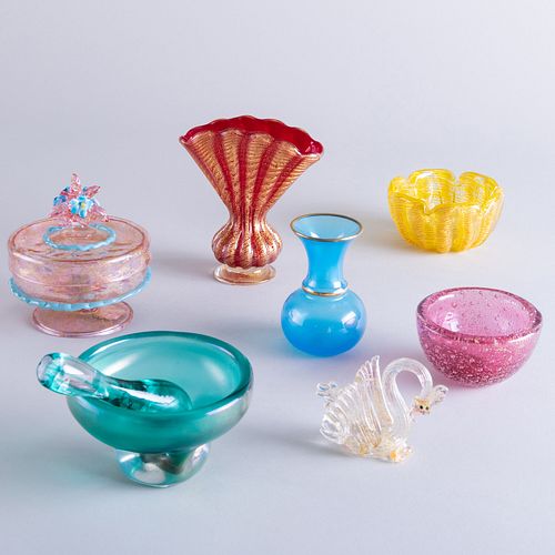 Group of Seven Murano Glass Tablewares
