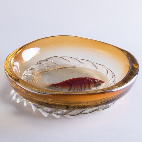  Salviati Glass Bowl Decorated with Fish