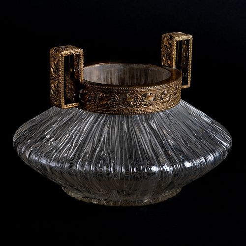 Gilt-Metal Mounted Molded Glass Bowl