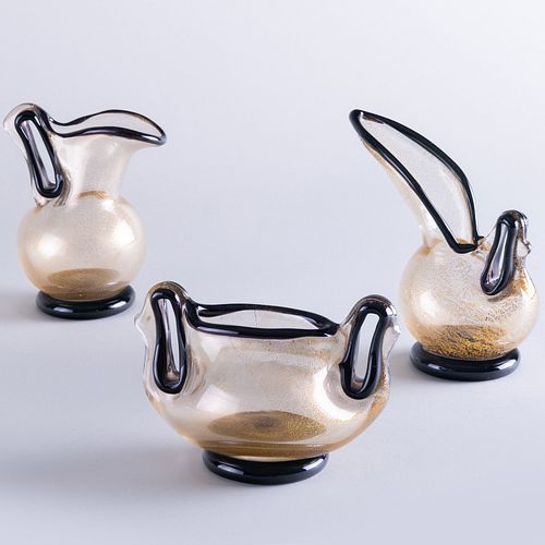 Three Ercole Barovier Murano Glass Vessels