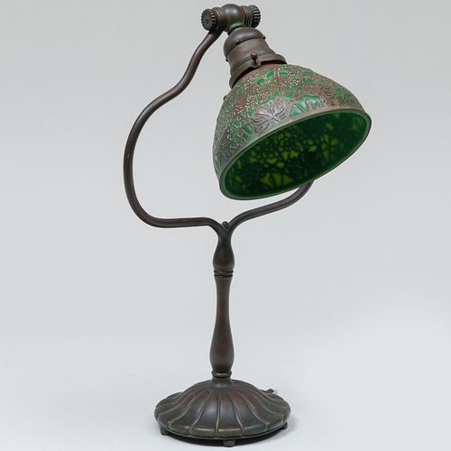 Tiffany Studios Bronze and Glass Harp 'Grapevine' Table Lamp