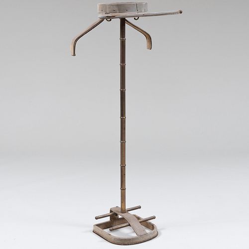 Brass and Leather-Wrapped Valet Stand, Attributed to Jacques Adnet