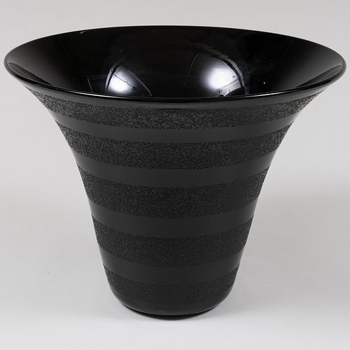 Daum Black Etched Glass Vase