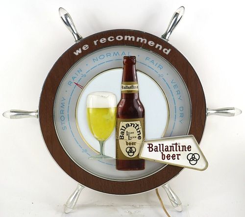 1959 Ballantine Beer Ship Helm Illuminated Sign New Jersey Newark