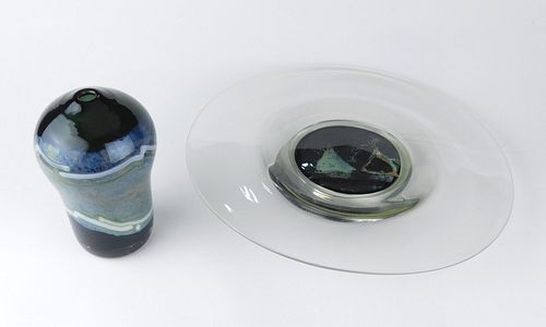 2 Contemporary art glass pieces