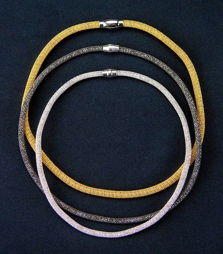 3 Woven metal necklaces