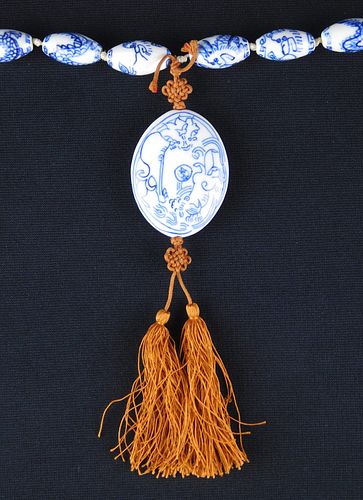 Blue and white porcelain necklace