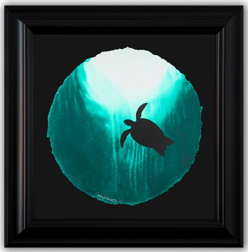 Wyland- Original Watercolor Painting on Deckle Edge Paper "Turtle Silhouette"