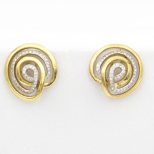 18K yellow gold Diamond Swirl Earrings