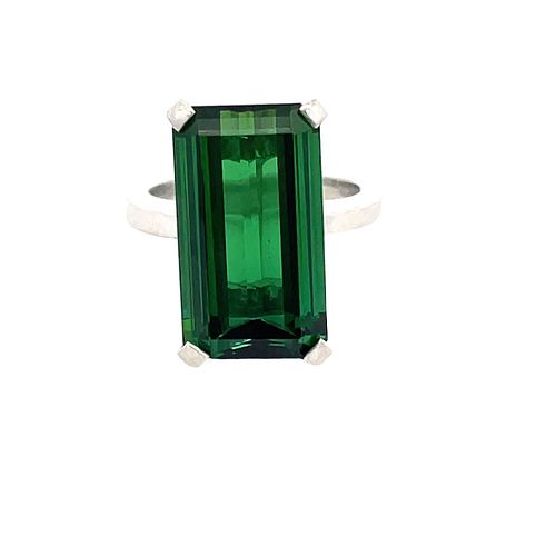 Platinum 10.35ct Green Tourmaline Ring
