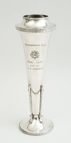 AMERICAN SILVER-PLATED TROPHY: STRAWBERRY CUP, MAY, 1927, WON BY J.G. HANCOCK