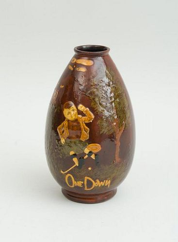 KINSELLAWARE TYPE RELIEF-DECORATED GLAZED POTTERY VASE