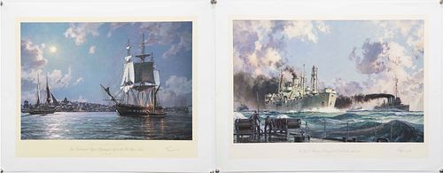 USS Constitution & Liberty Ship by John Stobart