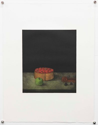 Strawberries & Apple Mezzotint by Tomoe Yakoi