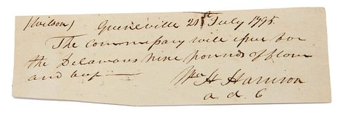 Note from President William Henry Harrison c.1795