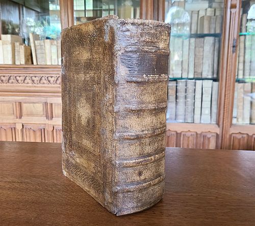 SEBASTIAN MUNSTER'S 1598 COSMOGRAPHY ANTIQUE, RARE ILLUSTRATED WITH MAPS AND PIGSKIN