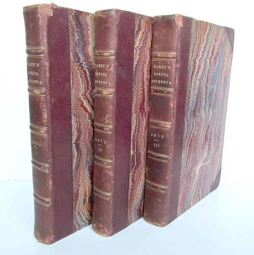 DANTE ALIGHIERI'S 1802 DIVINA COMMEDIA, FIRST ENGLISH EDITION, ANTIQUE THREE VOLUMES