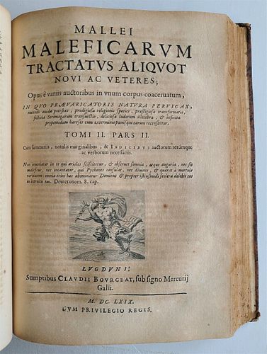 HEINRICH KRAMER'S 1669 MALLEUS MALEFICARUM HAMMER OF WITCHES IS A RARE EXAMPLE OF WITCHCRAFT.