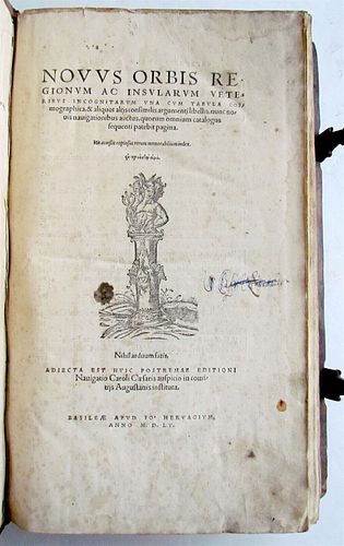 NOVUS ORBIS REGIONUM 1555 ANTIQUE 16TH-CENTURY FLORIOGRAVURE TRAVELS