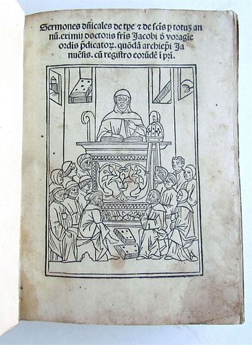 JACOBUS DE VORAGINE'S 1499 INCUNABULA SERMONES DE SANCTIS INCUNABLE ANTIQUE