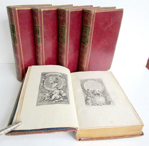 GIOVANNI BOCACCIANO'S ANTIQUE FIVE VOLUME ILLUSTRATED MANUSCRIPT (1757 DECAMERON) WITH 110 PLATES