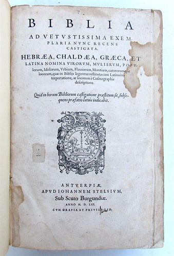 1561 BIBLE ILLUSTRATED FOLIO VINTAGE GREEK & LATIN HEBRAEA CHALDAEA