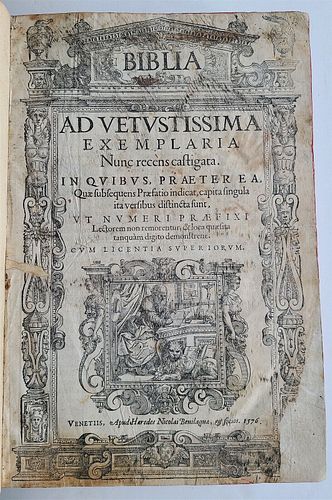 OLD FULL-LIGHT LATIN BIBLE (1576) RARE 16TH-CENTURY BIBLE FOLIO